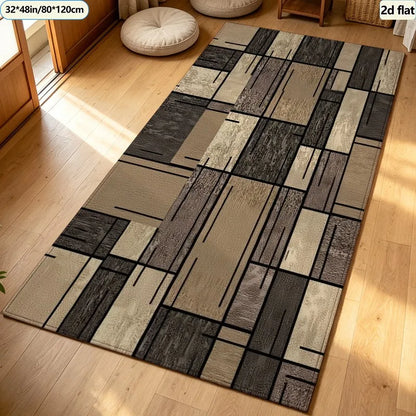 Modern Patchwork Geometric Carpet Flooring, Abstract Block Style Area Rug Non‑Slip Floor Mat for Living Room Bedroom Home Decor