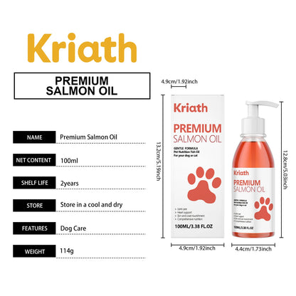100ml Pure Salmon Oil for Dogs and Cats Omega 3 Fatty Acids Liquid Skin and Coat Supplement Joint Support Pet Health Supplies