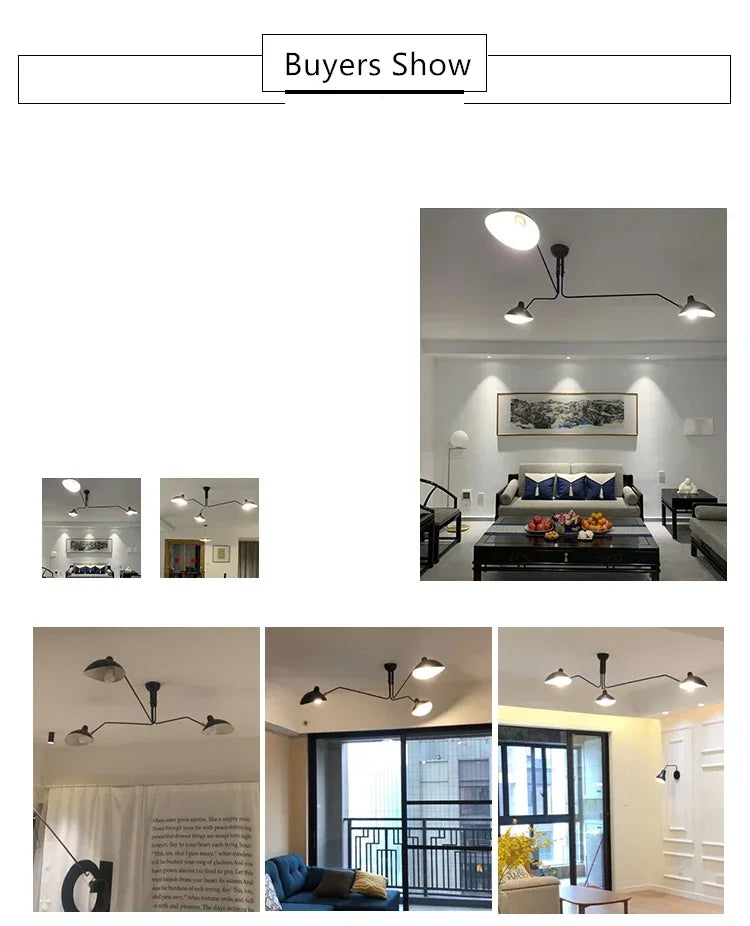 Industry Ceiling Lamp Nordic Black Spider Light Led Iron Black Ceiling Light for Home Decor Living Room Led Chandeliers Lights