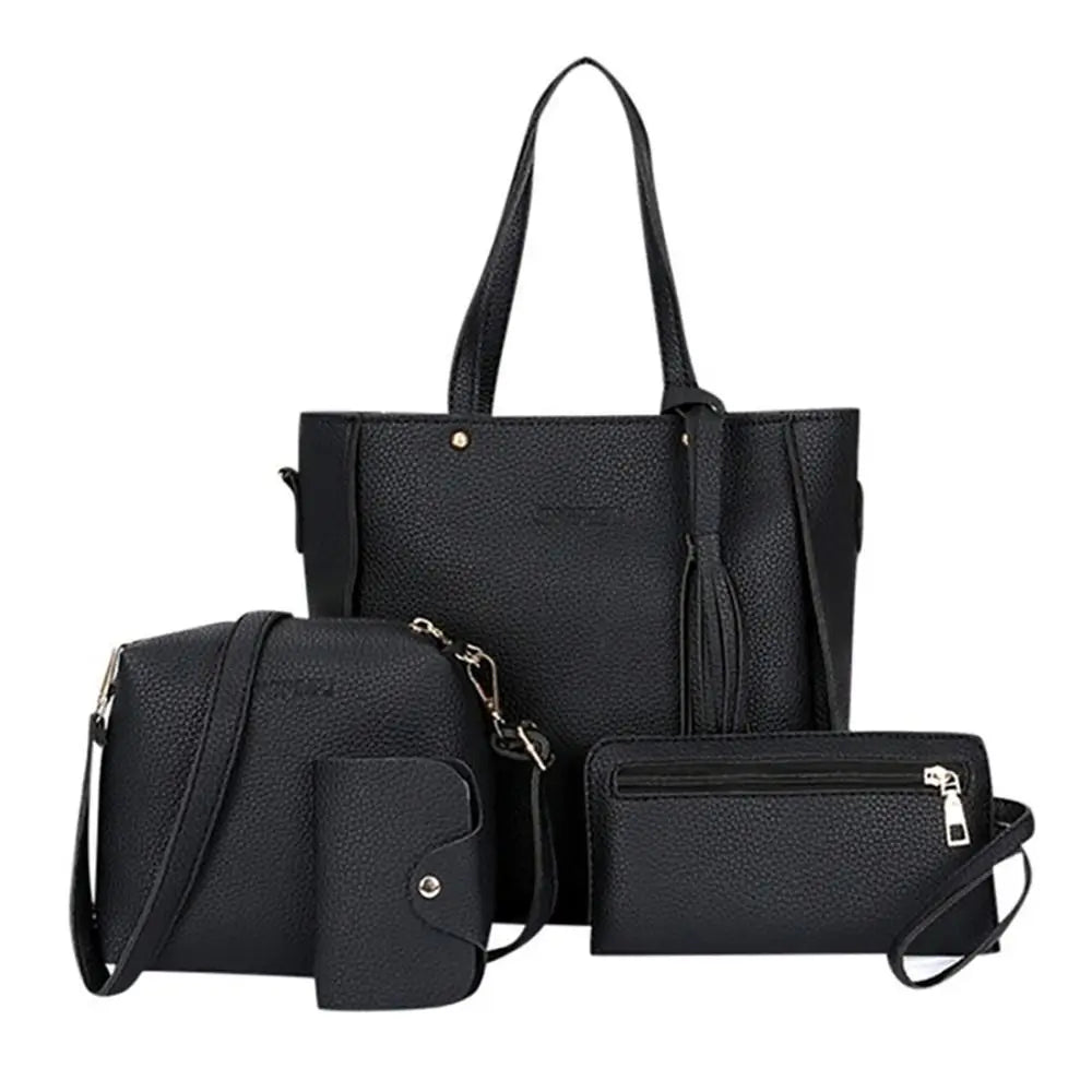 4Pcs/set PU Leather Crossbody Bags High Capacity Women Bag Set Pattern Portable Shoulder Bags Purse Simple Ladies Handbag