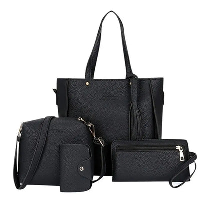 4Pcs/set PU Leather Crossbody Bags High Capacity Women Bag Set Pattern Portable Shoulder Bags Purse Simple Ladies Handbag