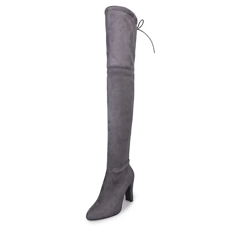 Women's Boots 2026 Autumn and Winter New European and American Style Plus Size Knee High Boots High Heels Round Toe Frosted Boot