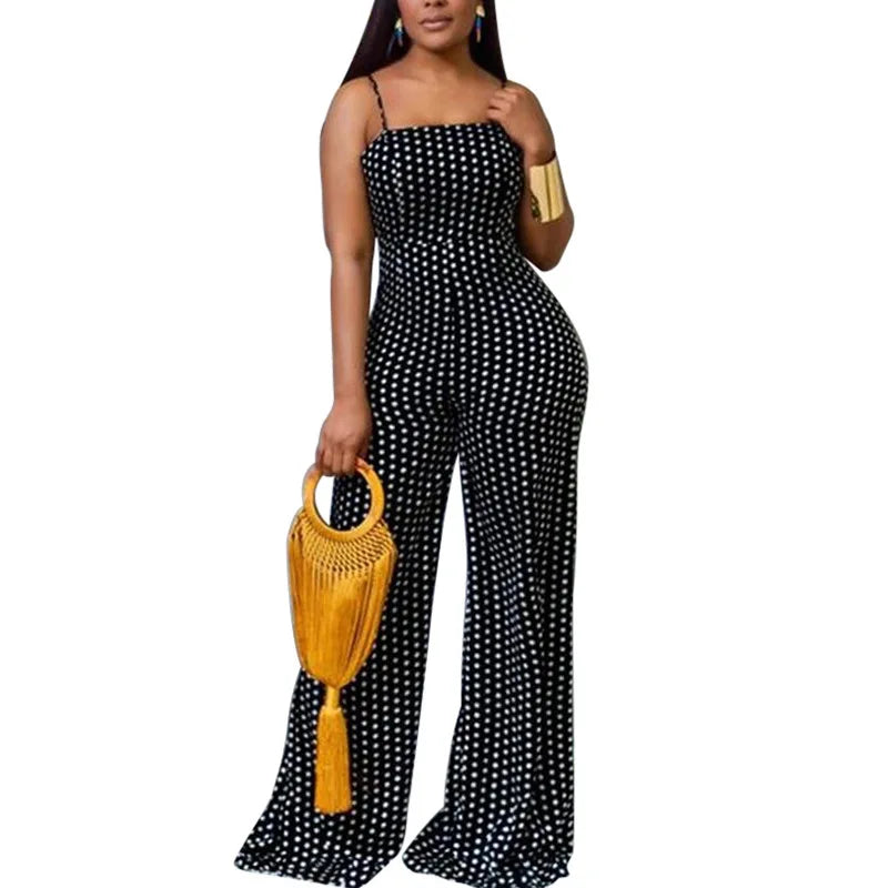 Siren Chic 2026 Women's Fashion Dot Print Wrap Chest Cami Jumpsuit Sexy Sleeveless Party Rompers