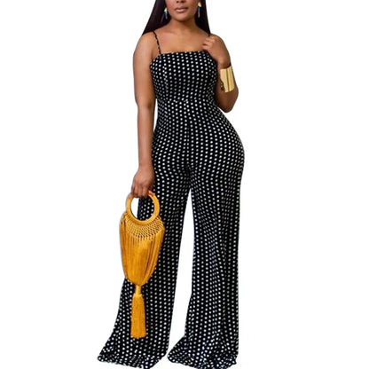 Siren Chic 2026 Women's Fashion Dot Print Wrap Chest Cami Jumpsuit Sexy Sleeveless Party Rompers