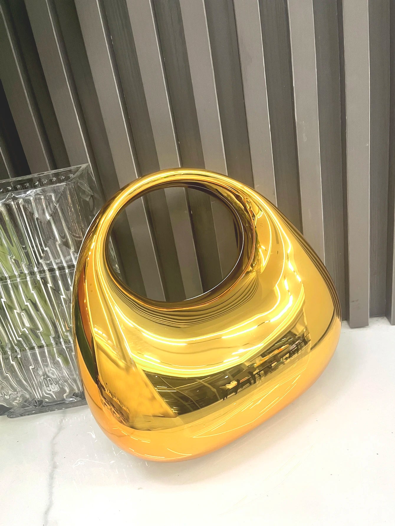 Golden Evening bag Purses and handbag luxury Designer shoulder bags moon bag Party Wedding Round Acrylic Shiny  Clutch purse