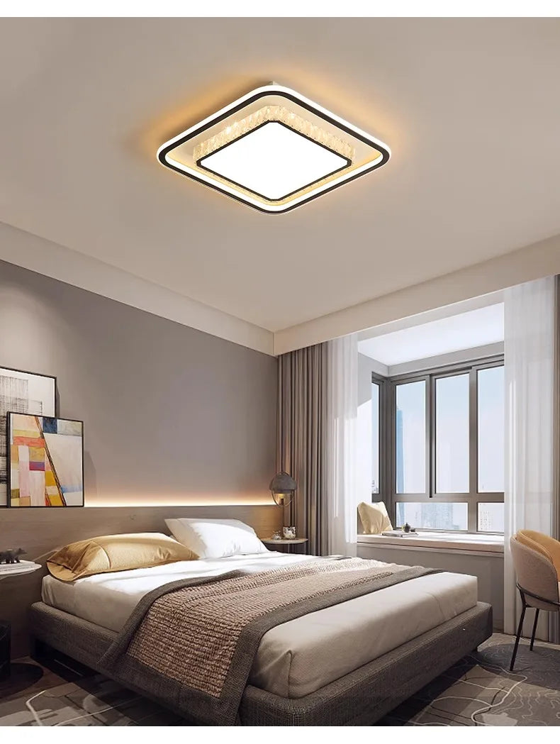 Luxury Living Room Lights Lustre Home Decoration LED Ceiling Lamp Modern Square Acrylic Gold Hall Bedroom Dining Room Fixtures