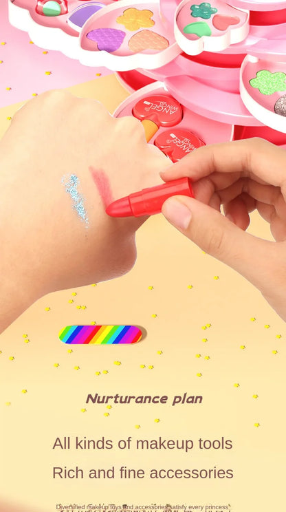 Makeup Box Rotating Opening Cosmetics Toys for Little Girls Princess Makeup Set To Enhance Creativity and Imagination