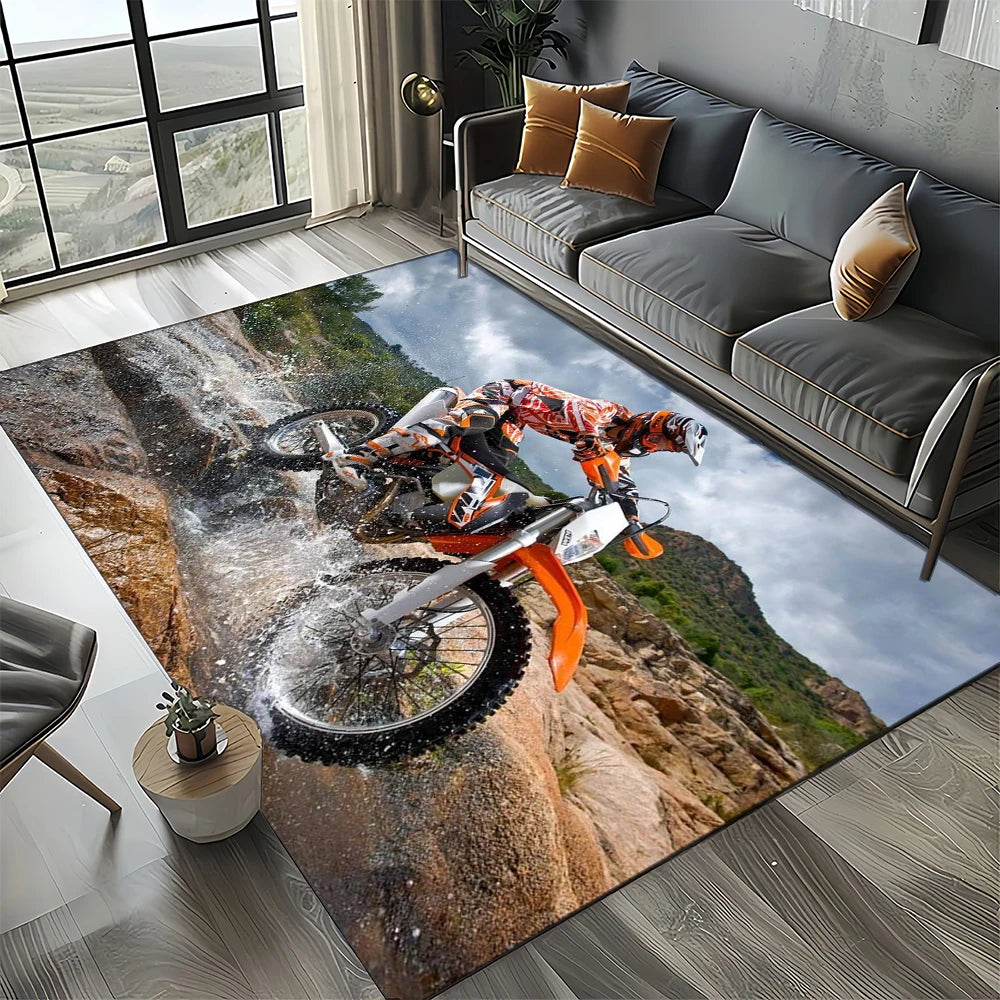 Racing Car K-KTM Motorcycle Carpet Rug for Living Room Bedroom Home Sofa Decoration,Kids Play Area Rug Non-slip Floor Mat Gift