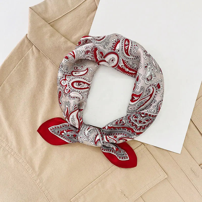 Silk Scarf For Bag Lady Neck Tie 100% Silk Scarf Luxury Brand Print Flower Stripe Plaid Dot Bandana Hair Tie Handkerchief Gifts