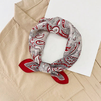 Silk Scarf For Bag Lady Neck Tie 100% Silk Scarf Luxury Brand Print Flower Stripe Plaid Dot Bandana Hair Tie Handkerchief Gifts