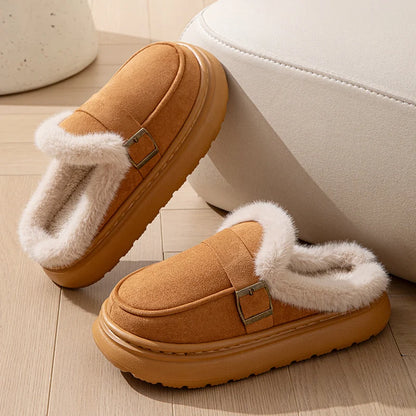 Casual Women's Home Slippers Winter Plush Luxury Designer Woman Shoes Indoor Fluffy Platform Fuzzy Fur Slides Elegant Flats Warm