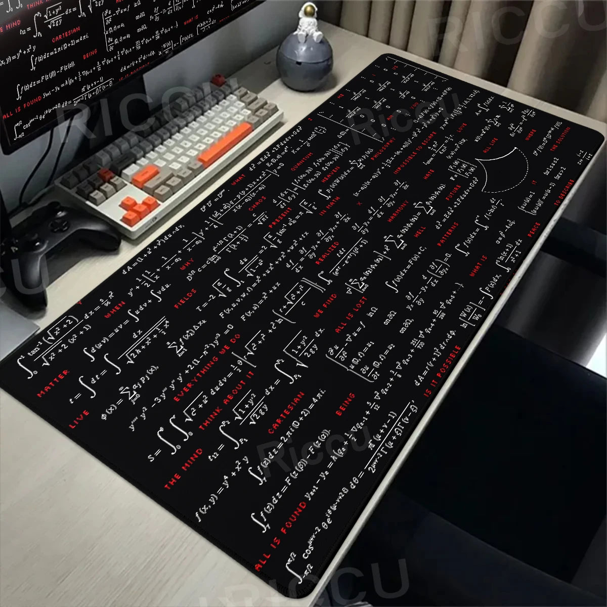 Black Mousepad E=mc2 Formula Science Mouse Pad Math Desk Pad Extended PC Keyboard Mats Large XXL Gamer Mousepad Desk accessories
