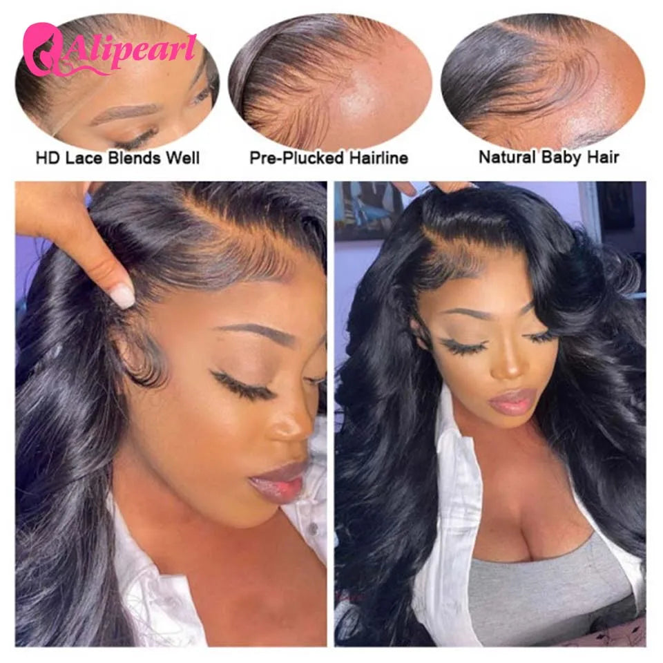 AliPearl Hair Real HD Lace Front Human Hair Wigs Body Wave 5x5 Closure Wig Invisible Lace Wig Pre-Plucked for Women Lace Wig