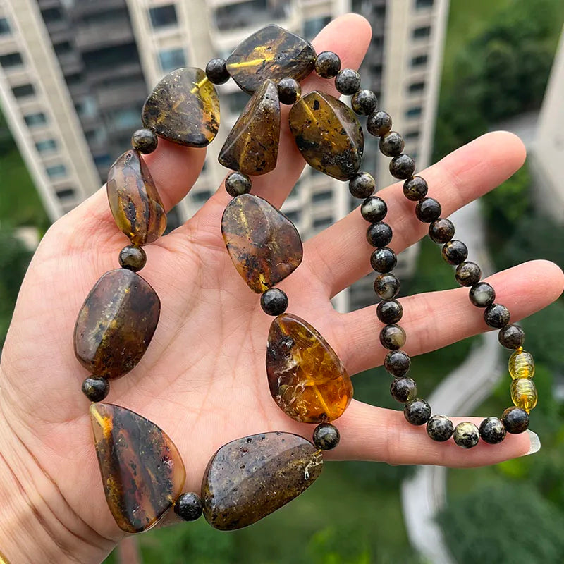 Big New Natural Amber Necklace for Gift European Baltic Original Beads Gogerous 100% Original Real Jewelry Supplier Wholesale