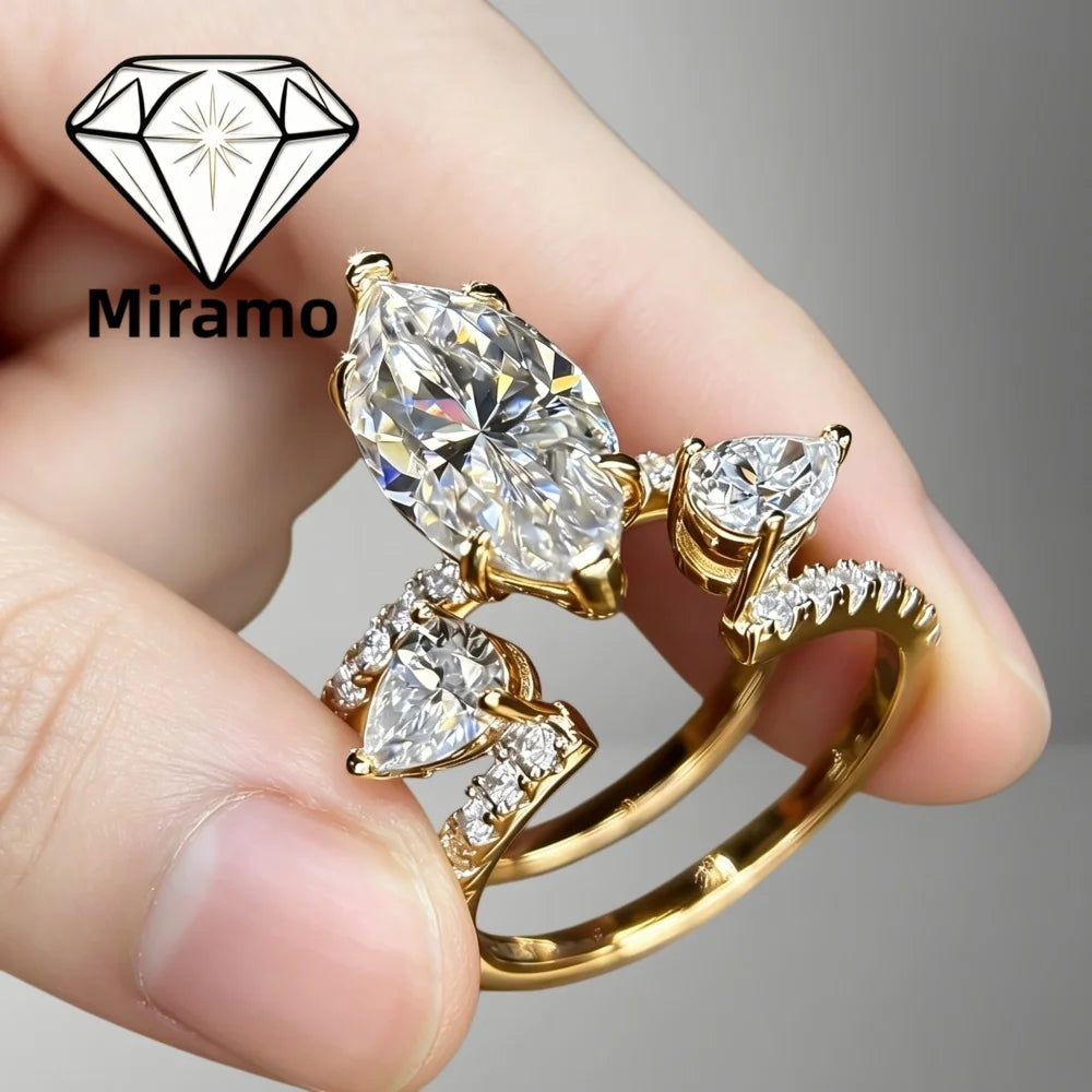 4Ct Marquise Cut Stackable Moissanite Engagement Ring Hot Selling Wedding Ring for Women 925 Sterling Silver with Certificate