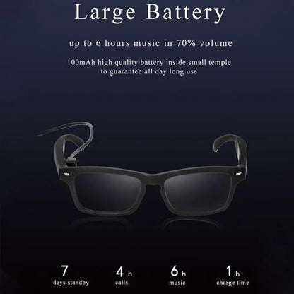 Smart Glasses Wireless BT 5.0 Hands-Free Calling Music Audio Sport Headset Eyewear Intelligent Eyeglasses IPX7 Waterproof