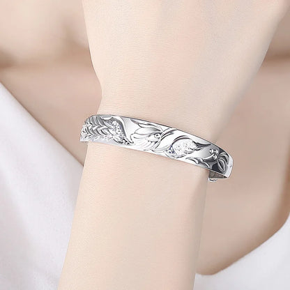 Luxury 925 Sterling Silver Noble Phoenix Bracelets Bangles for Women Fashion Party Wedding Jewelry Holiday Gifts Adjustable