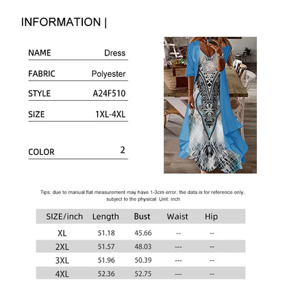 Women's plus Size Casual Dress Sets Solid Open Front & Graphic Printed Clothing Set Comfortable Fashion plus Size Outfits