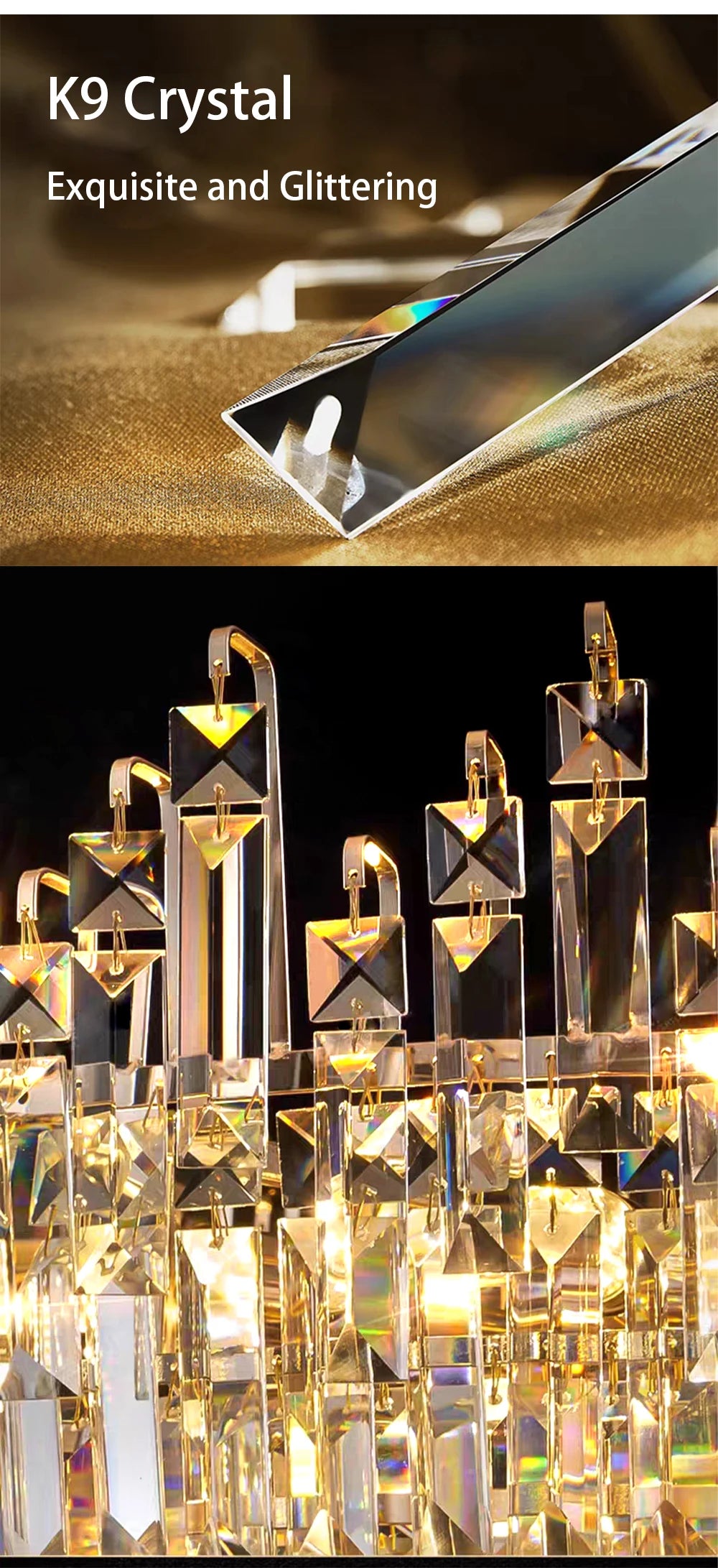 Modern Crystal Pendant Luxury Ceiling Chandelier LED Hanging Lamp for Living Dining Room Bedroom Home Decor Gold Luster Lighting