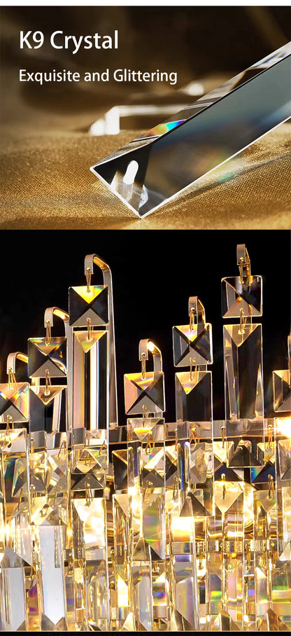 Modern Crystal Pendant Luxury Ceiling Chandelier LED Hanging Lamp for Living Dining Room Bedroom Home Decor Gold Luster Lighting