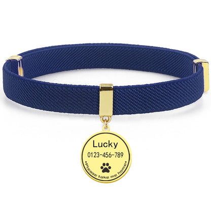 Cute Customized Cat Collar Round Metal Name Tag Breakaway AirTag Kitten Collars Adjustable Pet Collars for Cats and Puppies Dogs