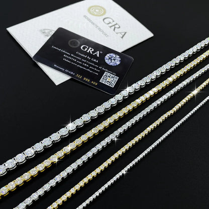Real Moissanite Tennis Necklace Bracelet For Women Men 925 Sterling Silver 2/3/4/5mm Full Diamonds With GRA Hiphop Party Jewelry