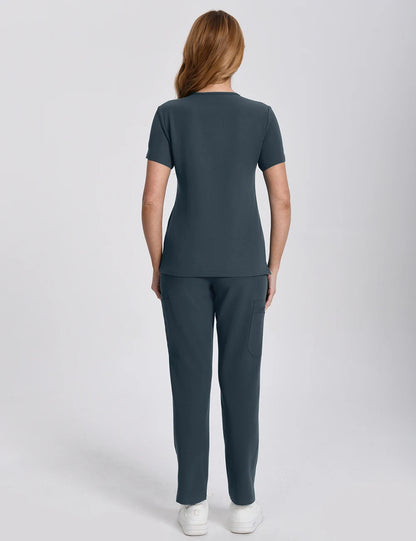 Women’s Scrubs Set V Neck Top Pants 2PCS Medical Uniform Soft Breathable Antibacterial Workwear for Nurses Doctors