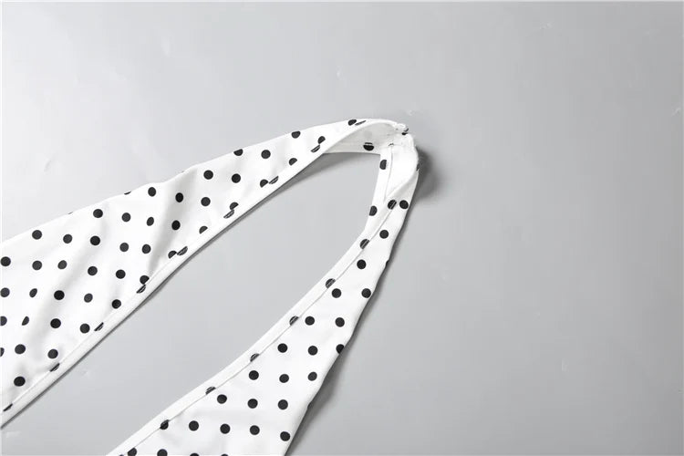 Kliou Sexy Hollow Design Playsuits Woman Polka Dot Print Halter Backless Sleeveless Skinny Peach Hip Midnight Club Party Rompers