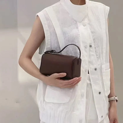 2025 New Luxury 90s Pen Holder Bag Genuine Soft Cowhide & Suede Mini Crossbody Bag Hand-Carry Vintage Shoulder Purse for Women
