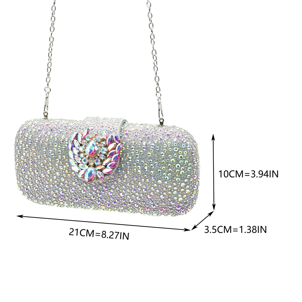 Luxury Designer Silver Italian Matching Shoes and Bag Set Decorated with Rhinestone Shoe and Bag Set for Party in Women Nigerian