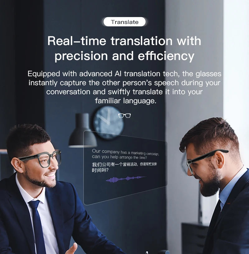 SENBONO NEW Smart Glasses with  800W Piexl Camera AI Translator Sunglasses Bluetooth Call Take Video Smart Glasses for Men Women