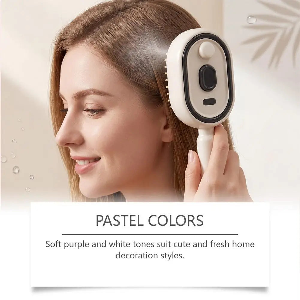 New Electric Hair Care Spray Massage Comb Self Cleaning Steam Essential Oil Brush Hair Oil Applicator Scalp Massager For Women