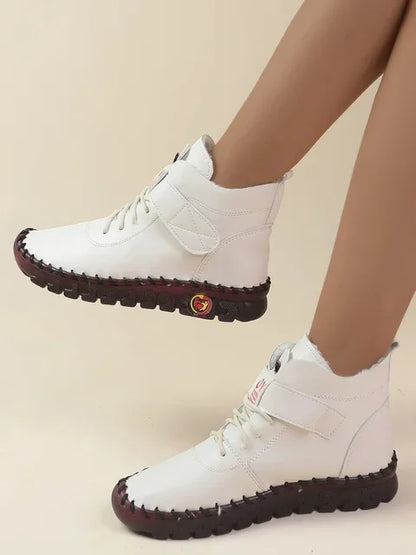 Ngouxm Winter Flat Boots Winter Female Shoes Soft Bottom Short Plush Mother Snow Botas De Invierno Para Mujer