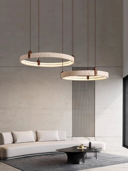 Artistic High-End Natural White Stone Dimming Function Wood Decoration Dining Room Living Room Exhibition Hall LED Modern