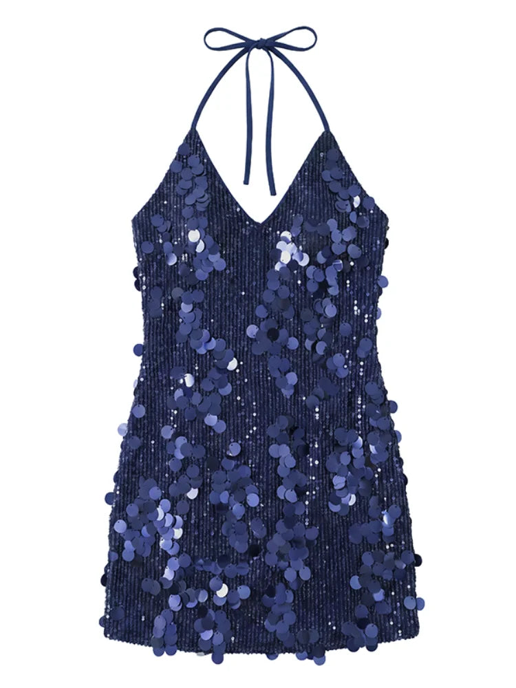 Sexy Sequin Sling Slim Short Dress Women Chic Sleeveless Off Shoulder Slim Dresses 2026 Lady Evening Party Club Vestidos New