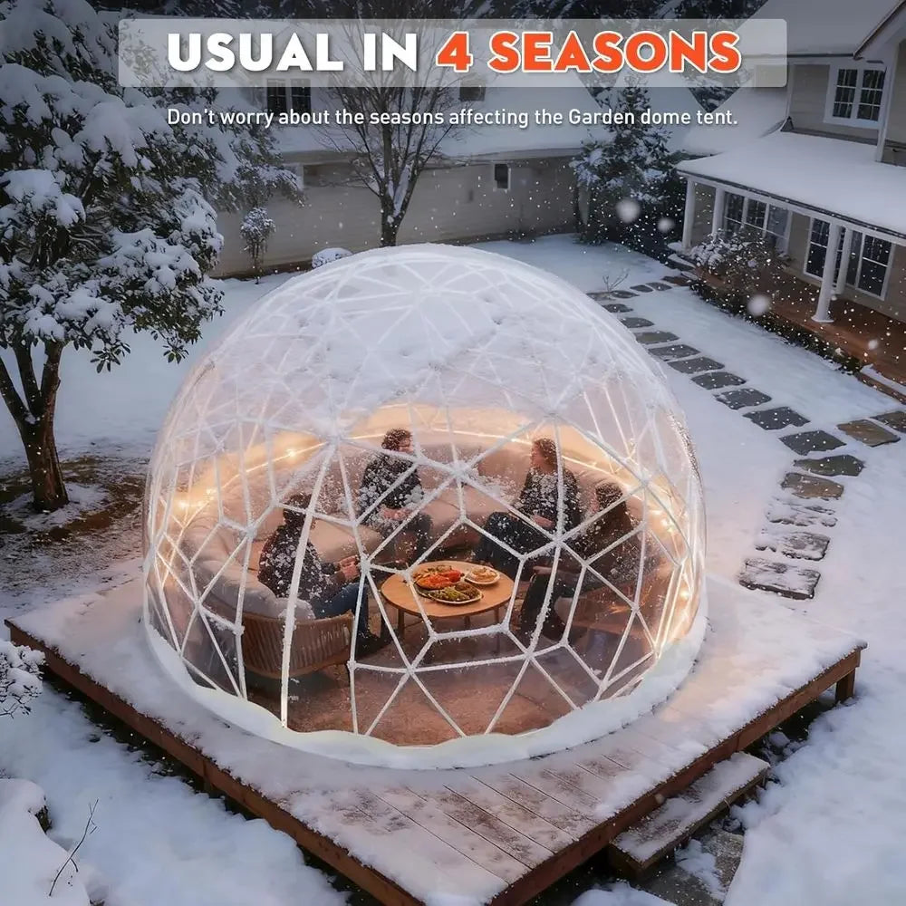 All-Weather Geodesic Dome Tent for 2-8 People, Clear Bubble Structure with Door & Window, Suitable for Outdoor, Camping, and Par