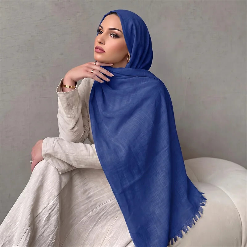 New Long Scarf Women Cotton Scarf Beach Hijab Shawls and Wraps 2026 Luxury Brand Solid Color  Echarpe Designer
