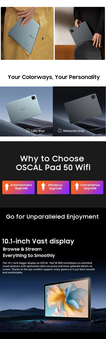 Blackview Oscal Pad 50 WIFI Tablet PC 10.1 Inch 6GB(2+4)RAM 64GB ROM Wi-fi 6 5100mAh 5000mAh Tablet PC Android 13 Tablet Android