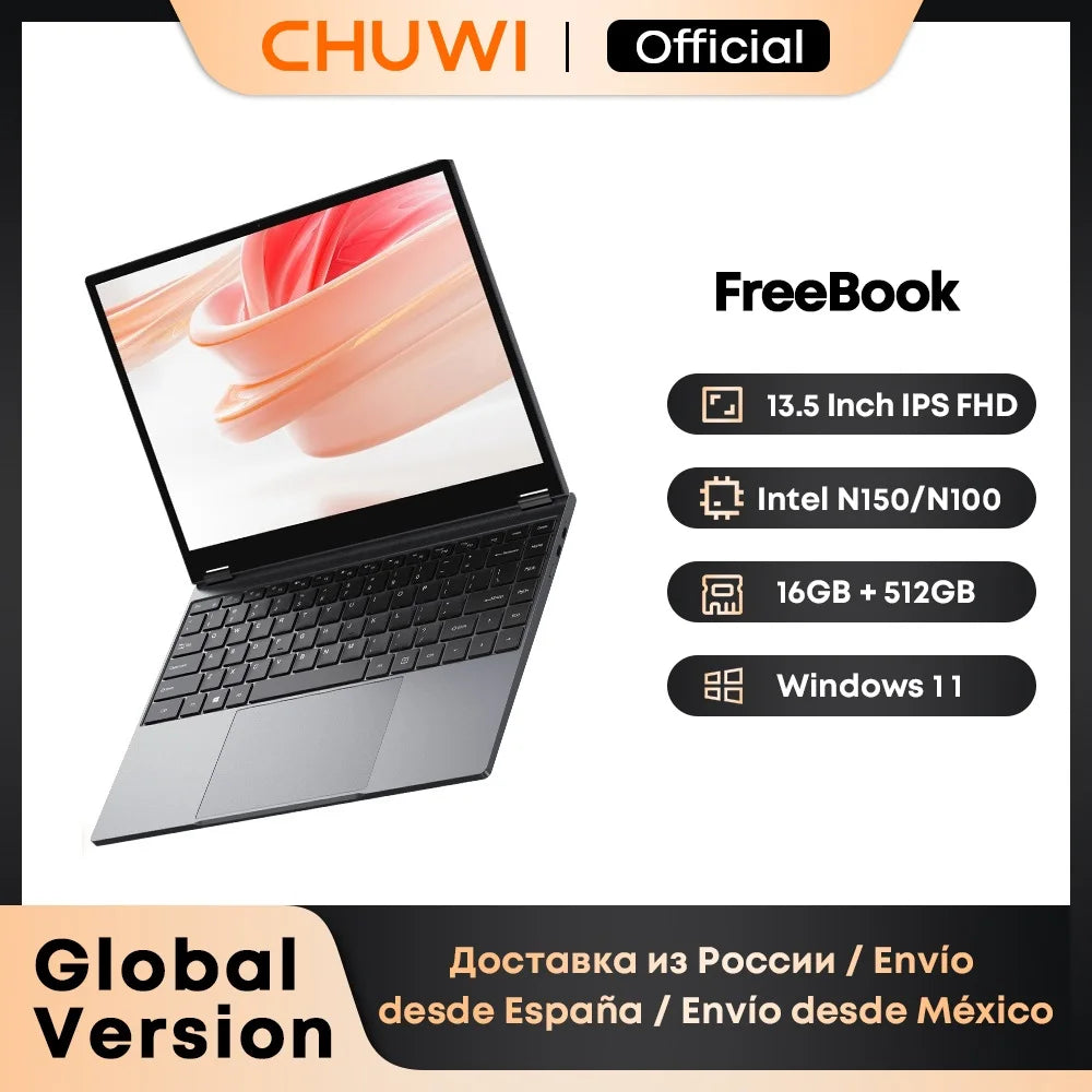 CHUWI FreeBook 2 in 1 Laptop Tablet 13.5" FHD Touch Screen Intel N150 / N100 12GB / 16GB LPDDR5 512G SSD WIFI 6 2256*1504