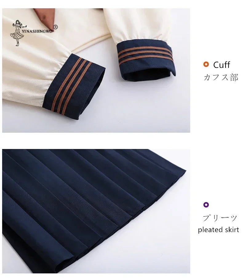 Japanese School Uniforms Anime COS Sailor Suit Jk Uniforms College Middle School Uniform For Girls Students Light Yellow Costume