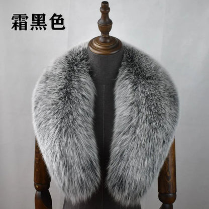 Fox Fur Collar 100% Real Fox Fur Scarf Winter Women Natural Fur Gray Collar Large Size Neck Warmer Fur Scarf Shawls