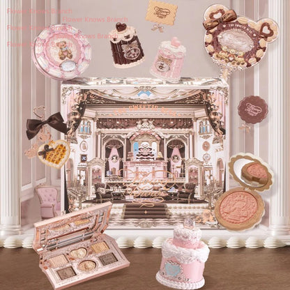 Flowerknows THE SWEETIE BEAR COLLECTION Makeup Gift Set All In Concealer Palette Blush Setting Powder Lip Jelly Gift Box Mirror