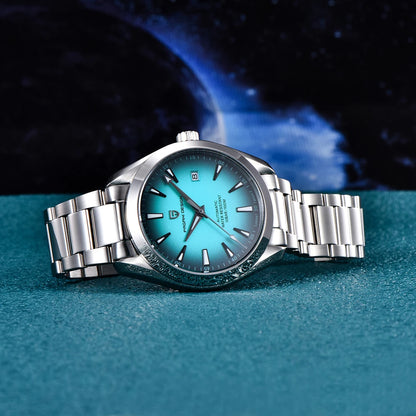 PAGANI DESIGN Men Automatic MechanicalWatch Stainless Steel Bracelet 100M Waterproof Luminous Date Business Dress Wristwatch+Box