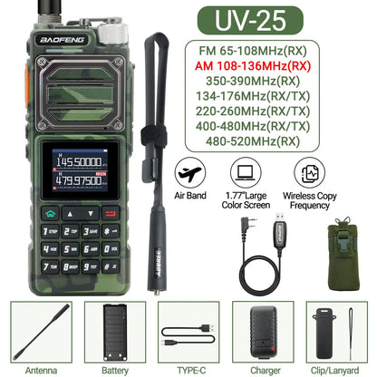 Baofeng UV-25 Air Band Walkie TalkieS Long Range UHF VHF  Wireless Copy Frequency  NOAA Type-C Charge AM Ham Two Way Radio UV-21