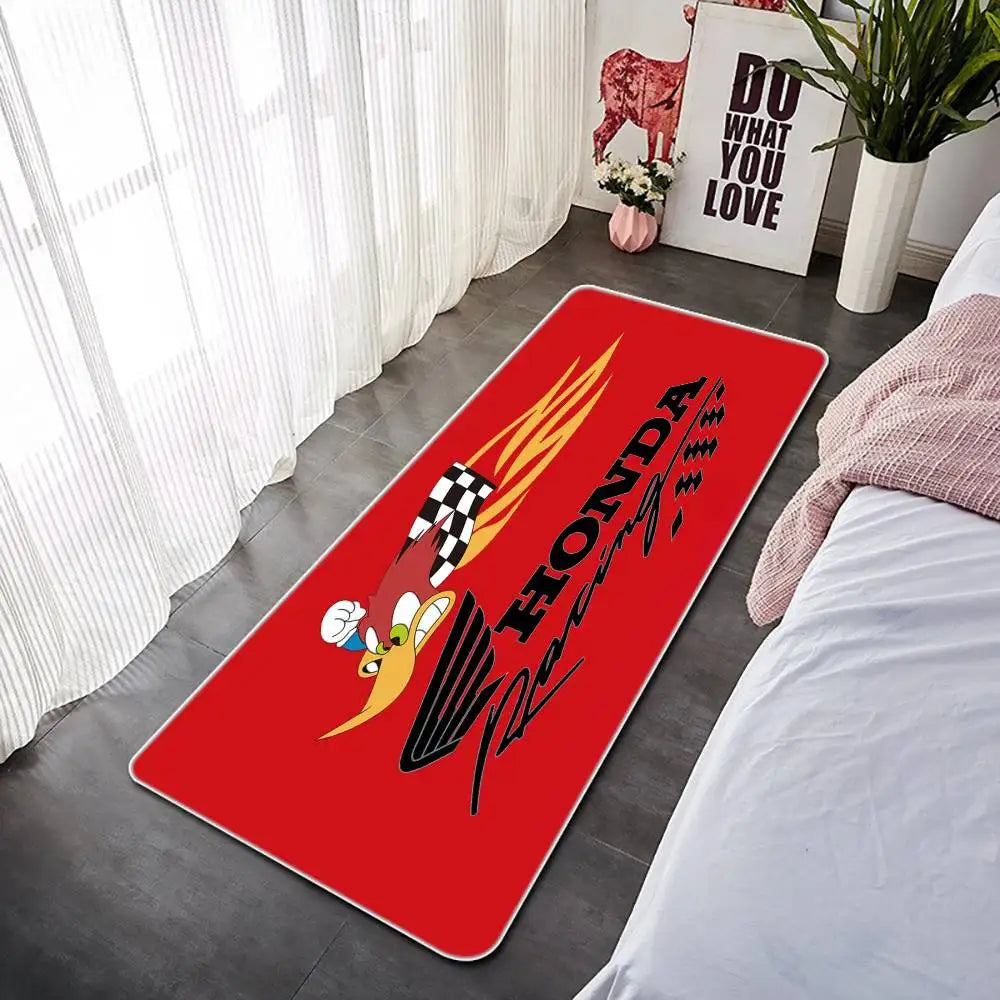 Racing Motorcycle Floor Mat, Non-Slip Dart Mat for Garage, Honda Style Motorcycle Show Carpet, Washable Anti-Slip Rug for Motocr