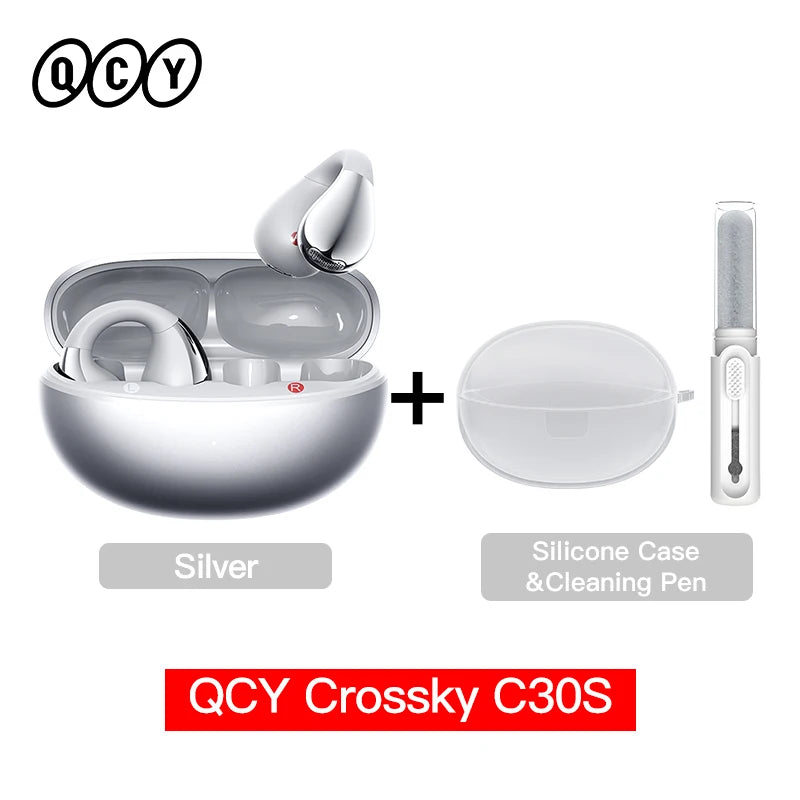 QCY Crossky C30S Open Ear Wireless Earphones Hi-Res with LDAC Ear Clip Earbuds Bluetooth 6.0 Clip On OWS Sports Headphones 40Hrs