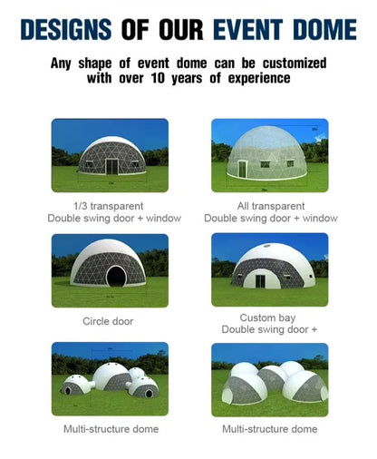 Customizable PVC Dome Tents, Waterproof and Windproof, Luxury Camping Tents, Suitable for Resort Hotels and Outdoor Parties.