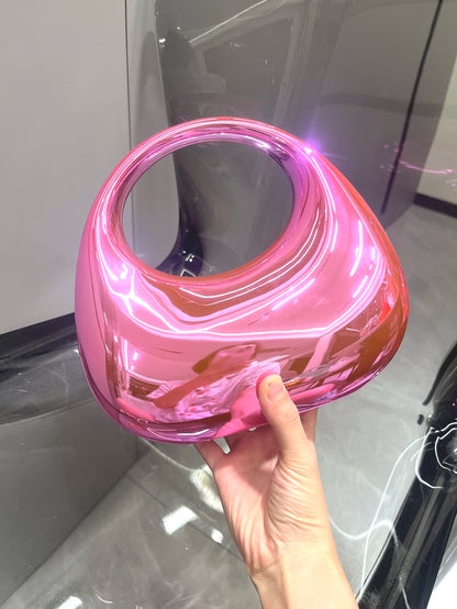 Golden Evening bag Purses and handbag luxury Designer shoulder bags moon bag Party Wedding Round Acrylic Shiny  Clutch purse