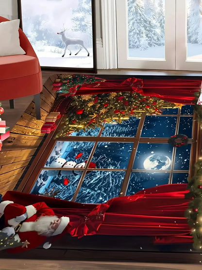 VIKAMA Santa Claus-Themed Christmas Decorative Carpet Rug For Bedroom Carpet For Live Room Large Area Rugs for Living Room Home