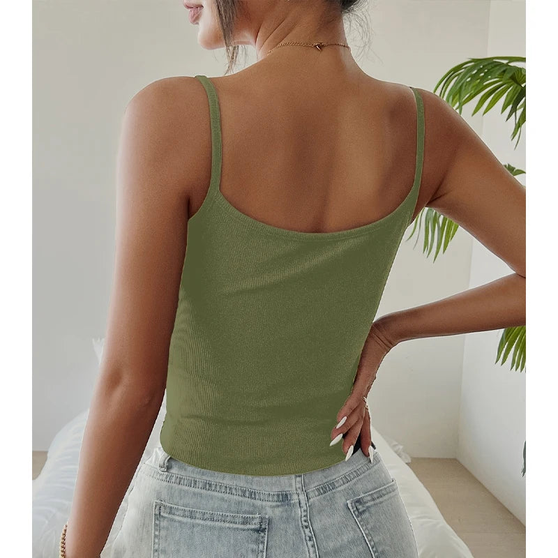 One Piece Summer Tops Women's Vest Cropped Corset Korean Suspenders Vest Sexy Camisole Slim Y2K Corset Tops Casual Basic T-shirt